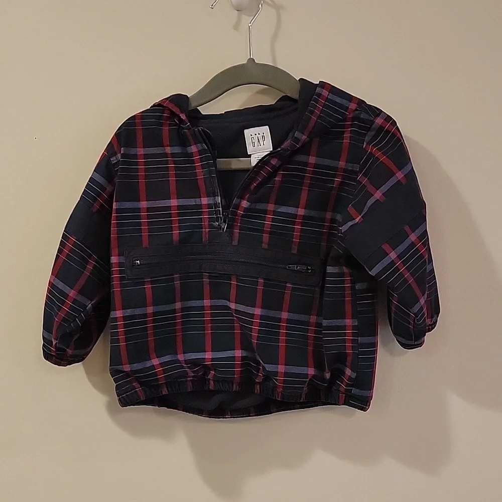 Vintage Baby Gap windbreaker plaid 12-18 month windbreaker spring jacket blue